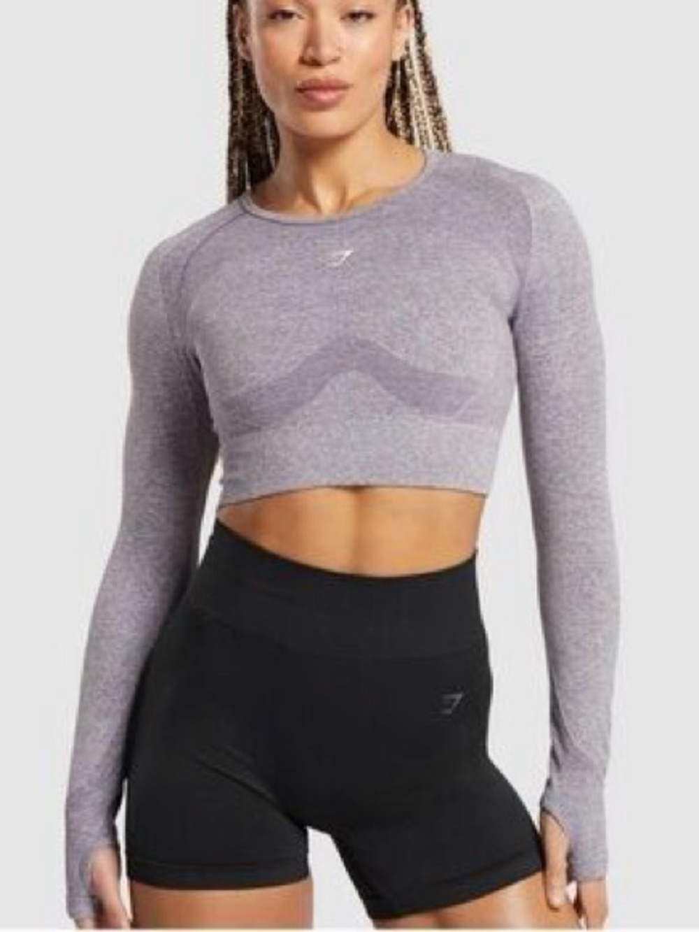 NWT Gymshark Lilac Seamless Long-Sleeve Crop Top